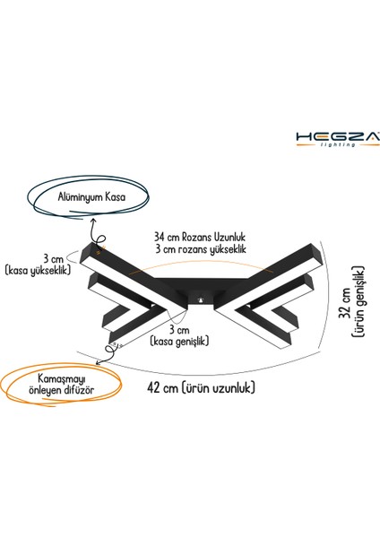 Osso (Beyaz Kasa, Sarı Işık) Ledli Modern Plafonyer LED Avize Salon Mutfak Oturma Odası Antre Hol Çocuk Odası LED