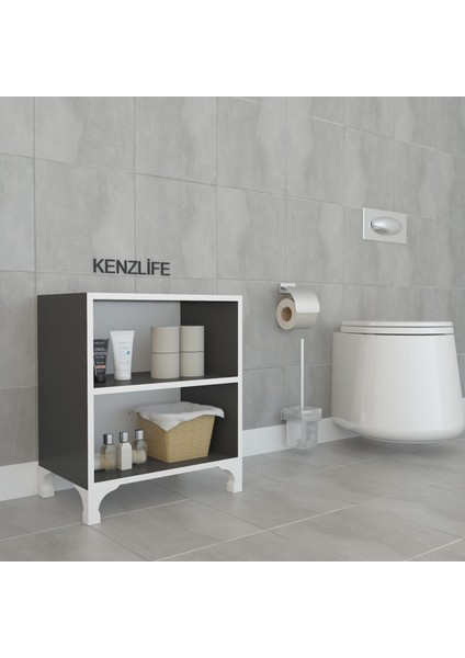 Kenzlife kitaplık tuğçe 048*060*020 gri ayaklı mutfak dolabı banyo ofis ayakkabılık kiler