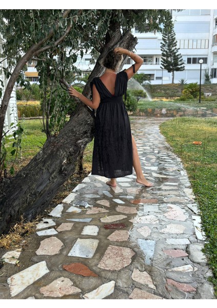Kadın Müslin Maxi Elbise Siyah
