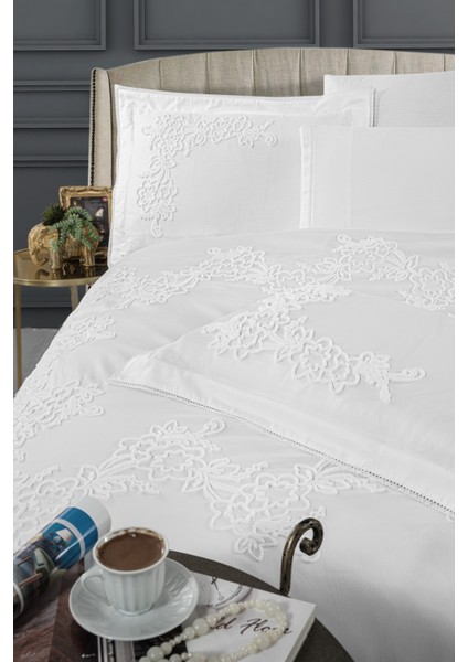Furry V.1 &100 Pamuk Saten King Size (Xl/battal) Nevresim Takımı - Beyaz indirimleri
