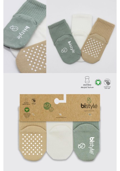 Erkek Bebek Organik Basic Kaymaz 3'lü Soket Çorap fırsatları