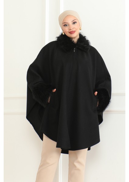 Kürklü Panço Siyah indirimleri