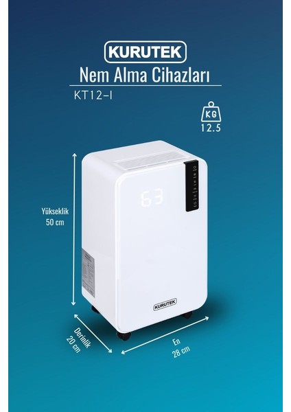 KT-12I Ev Tipi Nem Alma ve Hava Temizleme Cihazı