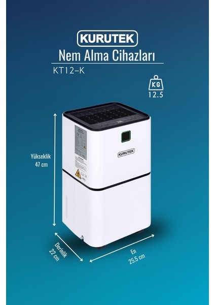 KT-12K Ev Tipi Nem Alma ve Hava Temizleme Cihazı