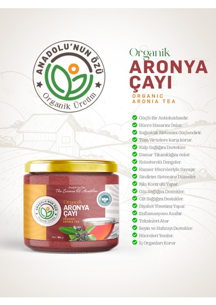 Organik Aronya Çayı 90 gr Mor Meyve Aromalı Antioksidan Zengin İçecek