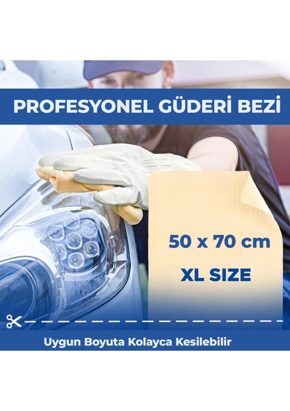 - Büyük Boy Güderi Oto Kurulama Bezi 50x70 Cm, Ultra Emici Araç Kurulama Havlusu, Yıkanabilir Sentetik Araba Güderi Bezi