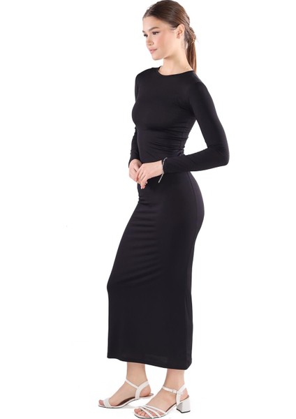 376 Bisiklet Yaka Elbise Siyah fiyatları