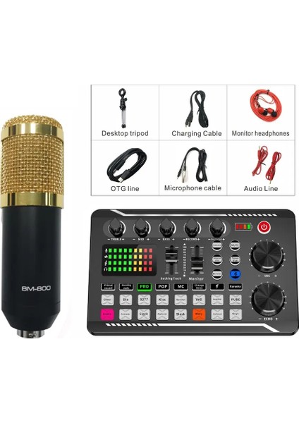 Stüdyo Kayıt Canlı Yayın Ses Mikseri Bluetooth Şarjlı Ses Kartı Dj