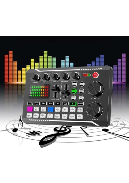 Stüdyo Kayıt Canlı Yayın Ses Mikseri Bluetooth Şarjlı Ses Kartı Dj