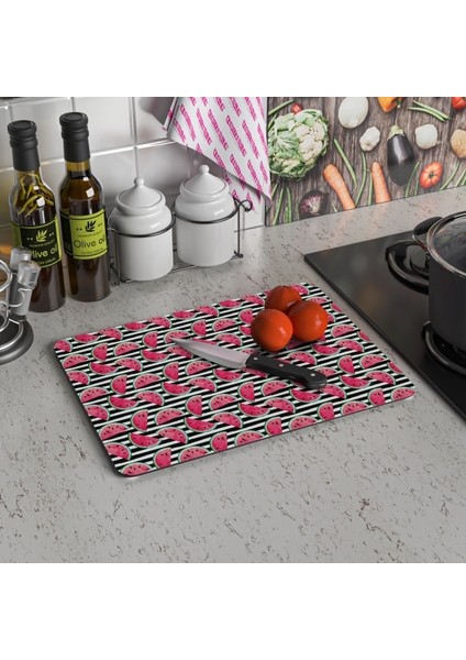 Karpuz Meyve Görünümlü Cam Kesim Tablası 20 x 30 cm modelleri