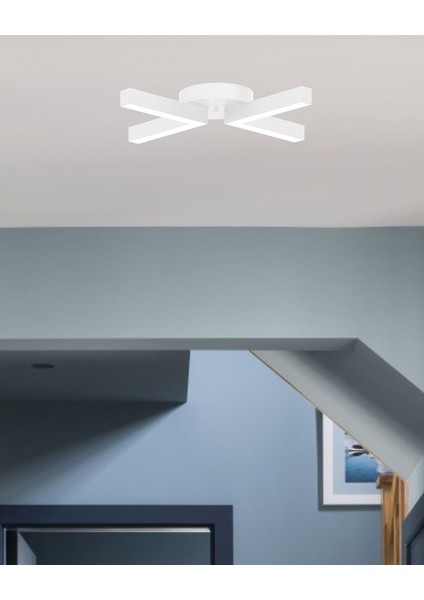 Contento (Beyaz Kasa, Beyaz Işık) Ledli Modern Plafonyer LED Avize Salon Mutfak Oturma Odası Antre Hol Çocuk Odası LED