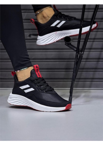 Kadın Bağcıklı Spor Sneaker-Siyah-Beyaz-Kırmızı fiyatları
