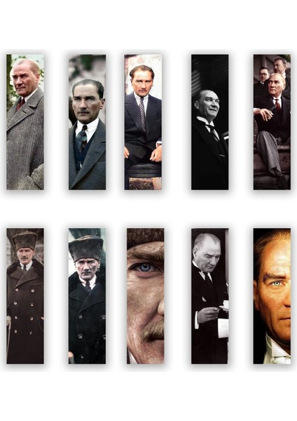 10 Adet Mustafa Kemal Atatürk Kitap Ayracı (40X145 Mm)