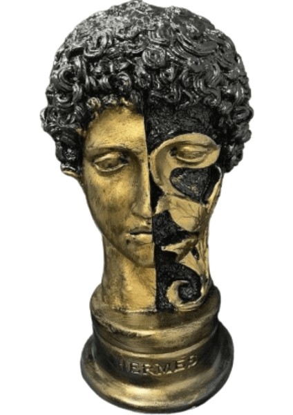 Hermes, Hermes Büst Biblo, Hermes Heykel, Çizgili Hermes Büst, Çiçekli Hermes Biblo Büst