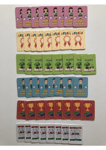 48 Adet Öğrenci Başarı Tebrik Kartı 70X50 mm (Örnek Öğrenci,kitap Kurdu, Aferin,matematik Şampiyonu) fiyatları