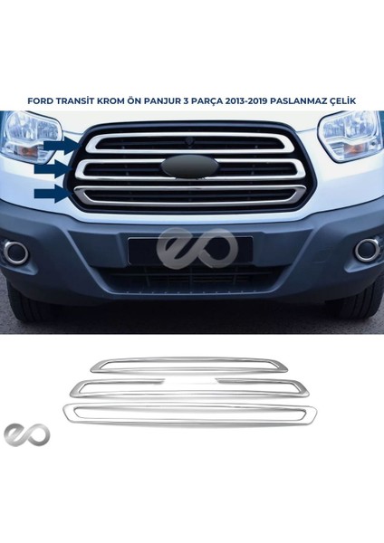Ford Transit Krom Ön Panjur 3 Prç. 2014 Üzeri P. Çelik