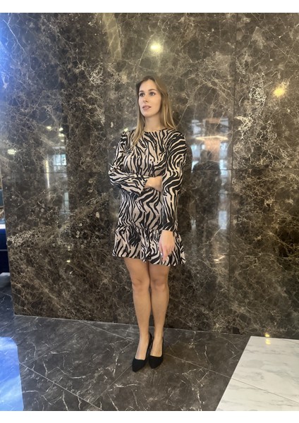 Zigzag Desenli Simli Mini Örme Elbise indirimleri