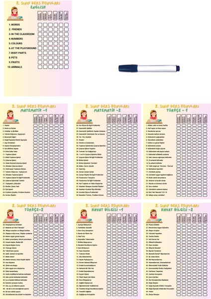 Ilkokul 2.sınıf Ders Takip Programı - Kalem (Kız)