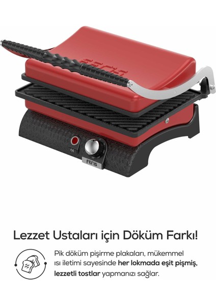 Döküm Tost Makinesi Kırmızı