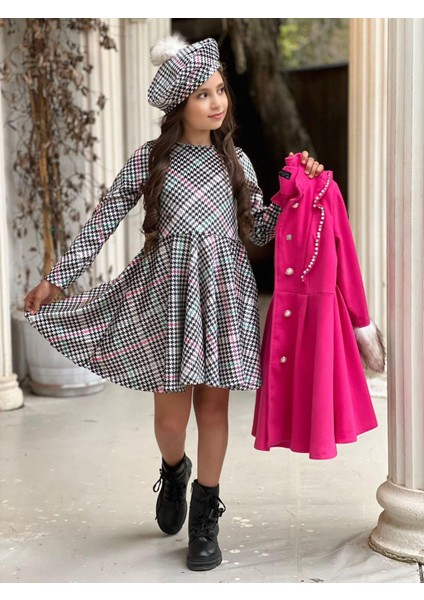 Uğurböceğiçocuk Kolu Kürklü Inci Detaylı Kaban Kazayağı Elbise 4'lü Kız Çocuk Takım fiyatları