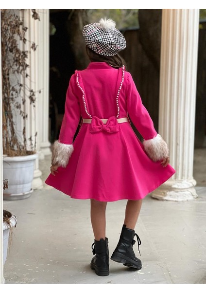 Uğurböceğiçocuk Kolu Kürklü Inci Detaylı Kaban Kazayağı Elbise 4'lü Kız Çocuk Takım fırsatları