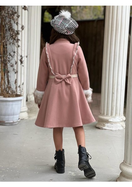 Uğurböceğiçocuk Kolu Kürklü Inci Detaylı Kaban Kazayağı Elbise 4'lü Kız Çocuk Takım indirimleri