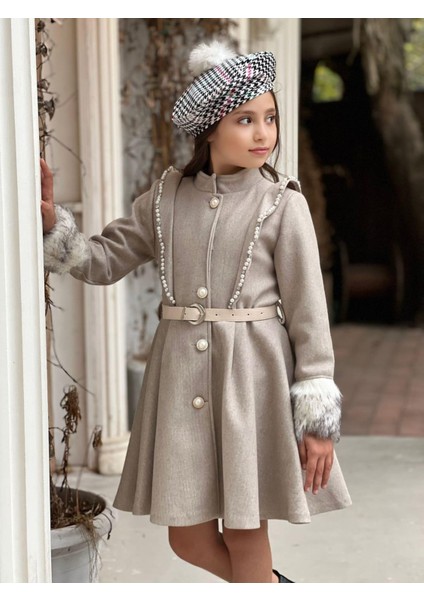 Uğurböceğiçocuk Kolu Kürklü Inci Detaylı Kaban Kazayağı Elbise 4'lü Kız Çocuk Takım fiyatları