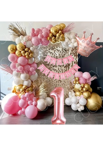 Prenses Kraliçe Taçlı 1 Yaş Doğum Günü Yeni Doğan Özel Gün Parti Kutlama Seti