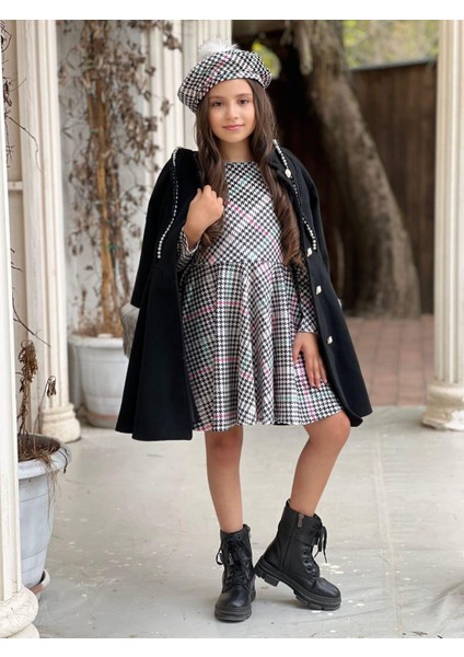 Uğurböceğiçocuk Kolu Kürklü Inci Detaylı Kaban Kazayağı Elbise 4'lü Kız Çocuk Takım fırsatları