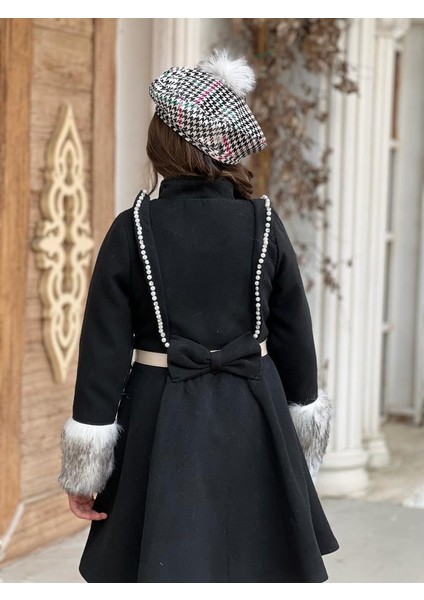 Uğurböceğiçocuk Kolu Kürklü Inci Detaylı Kaban Kazayağı Elbise 4'lü Kız Çocuk Takım indirimleri