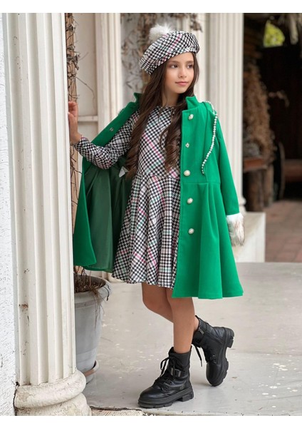 Uğurböceğiçocuk Kolu Kürklü Inci Detaylı Kaban Kazayağı Elbise 4'lü Kız Çocuk Takım fırsatları