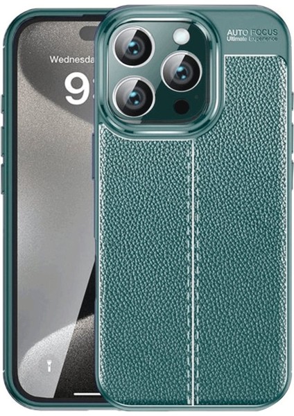 iPhone 16 Pro Kılıf Niss Deri Desen Silikon + Ekran Koruyucu