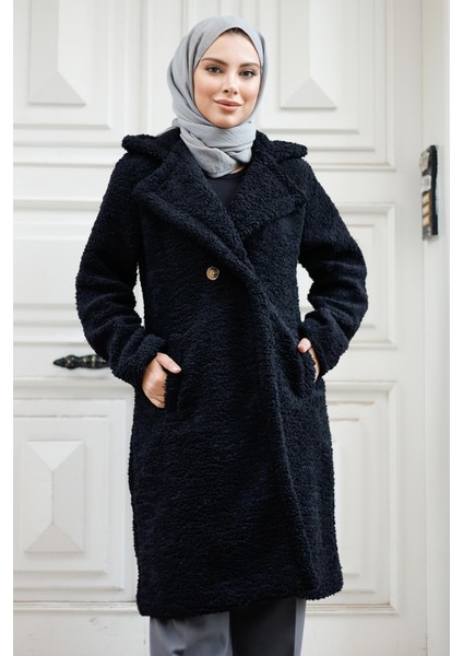 Duha Tesettür Peluş Kap 1218 - Siyah