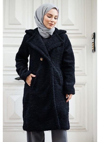 Duha Tesettür Peluş Kap 1218 - Siyah