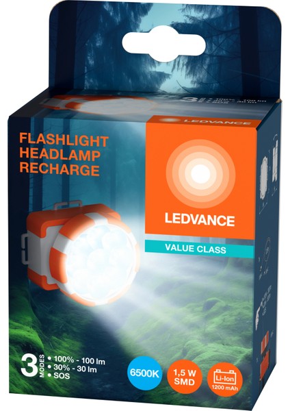 LED 1.8W 6500K 100LM IP20 3 Farklı Mod Beyaz Işık Şarjklı Büyük Kafa Lambası
