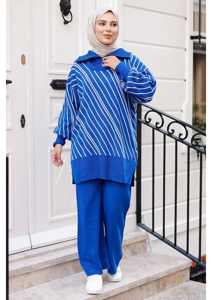 Yasemen Tunik Pantolon Triko Takım 1263 - Saks Mavisi
