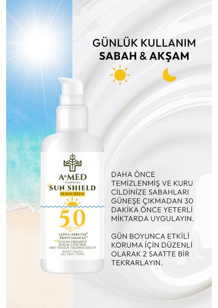 A+ MED Cosmetics Nemlendirici, Leke Karşıtı ve Cilt Tonu Eşitleyici Güneş Koruyucu Krem 50 SPF (50 ml)