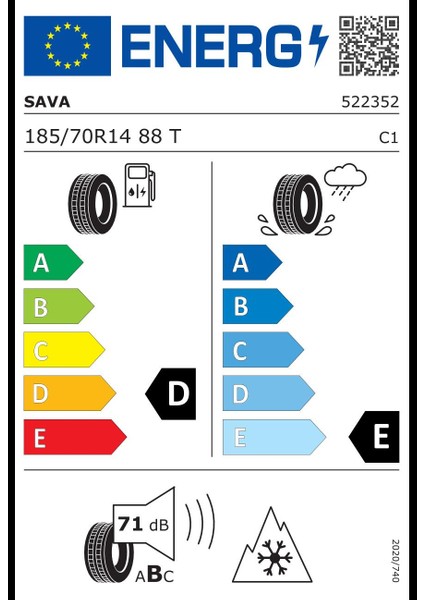 185/70 R14 88T Adapto Ms 4 Mevsim Oto Lastiği (Üretim Yılı: 2024)