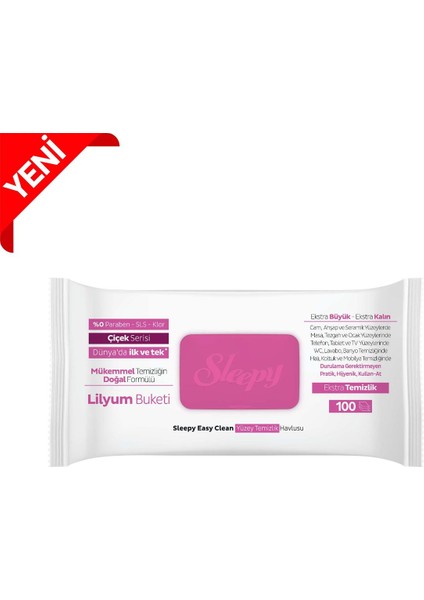 Easy Clean Lilyum Buketi Yüzey Temizlik Havlusu 100 Yaprak