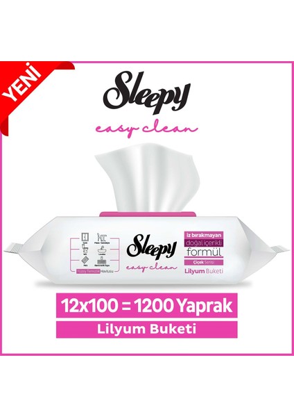 Easy Clean Lilyum Buketi Yüzey Temizlik Havlusu&Mendili 12x100 (1200 Yaprak)