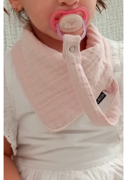 2'li %100 Pamuk 8 Katlı Müslin Emzik Askılıklı Kız Erkek Bebek Salya ve Mama Önlüğü *pembe*mavi