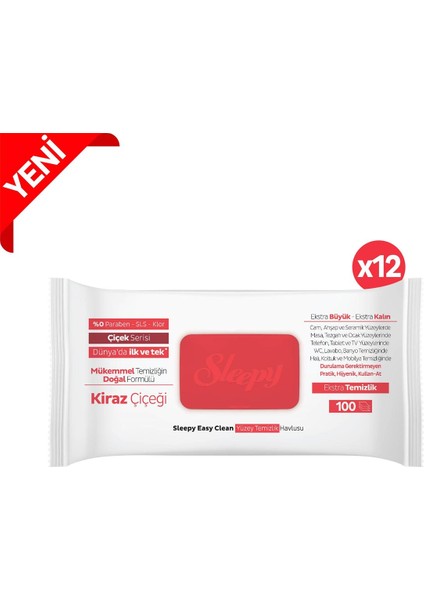 Easy Clean Kiraz Çiçeği Yüzey Temizlik Havlusu&Mendili 12x100 (1200 Yaprak)