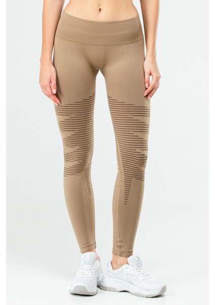 Bej Slim Fit Toparlayıcı Seamless Kadın Tayt SSD0024