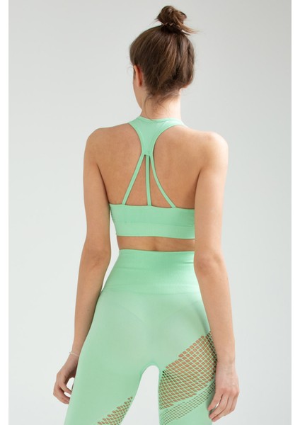 Yeşil Slim Fit Açık Yaka Seamless Kadın Sporcu Sütyeni Bra SSF0003 fırsatları
