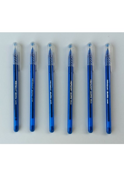 Büro Tükenmez Kalem 6 Adet Mavi - Stick 36 gr - Tahta Kalem Mürekkebi 100 ml 3 Adet(Siyah-Mavi-Kırmızı)