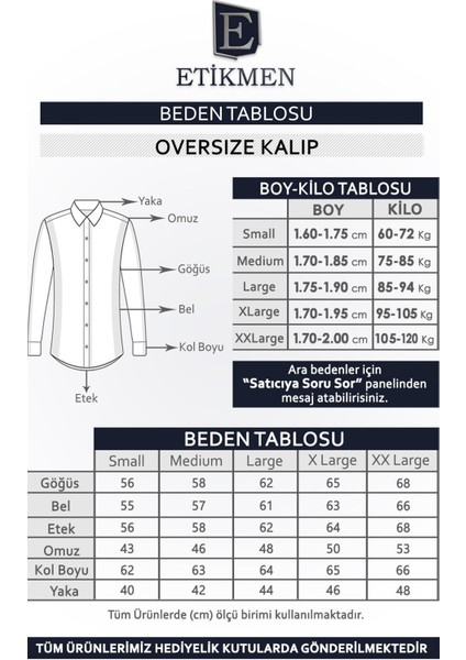 Sütlü Kahve Lacivert Geçişli Kalın Oversize Hediye Kutulu Gömlek