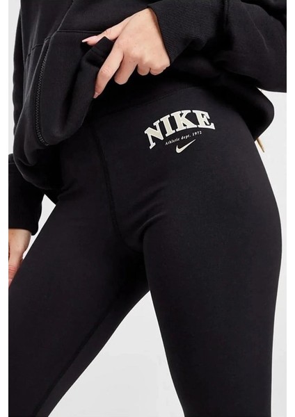 Varsity Women's Leggings High Rise Yüksek Belli Pamuklu Kadın Tayt Siyah fiyatları