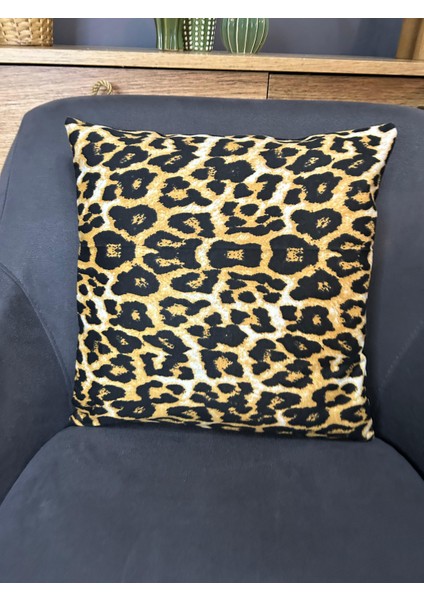 Leopar Desenli Kırlent Kılıfı 4 Adet modelleri
