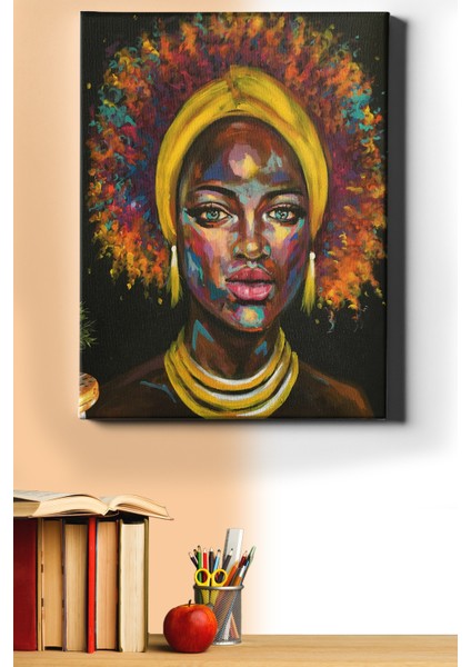 Sayılarla Boyama Seti Çerçeveli Kasnaklı Renkli Afrikalı 50 x 65 cm