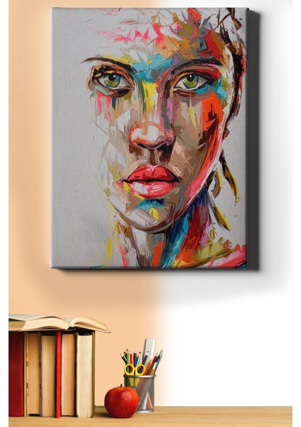 Sayılarla Boyama Seti Kasnaklı Renkli Kadın Portre 50 x 65 cm